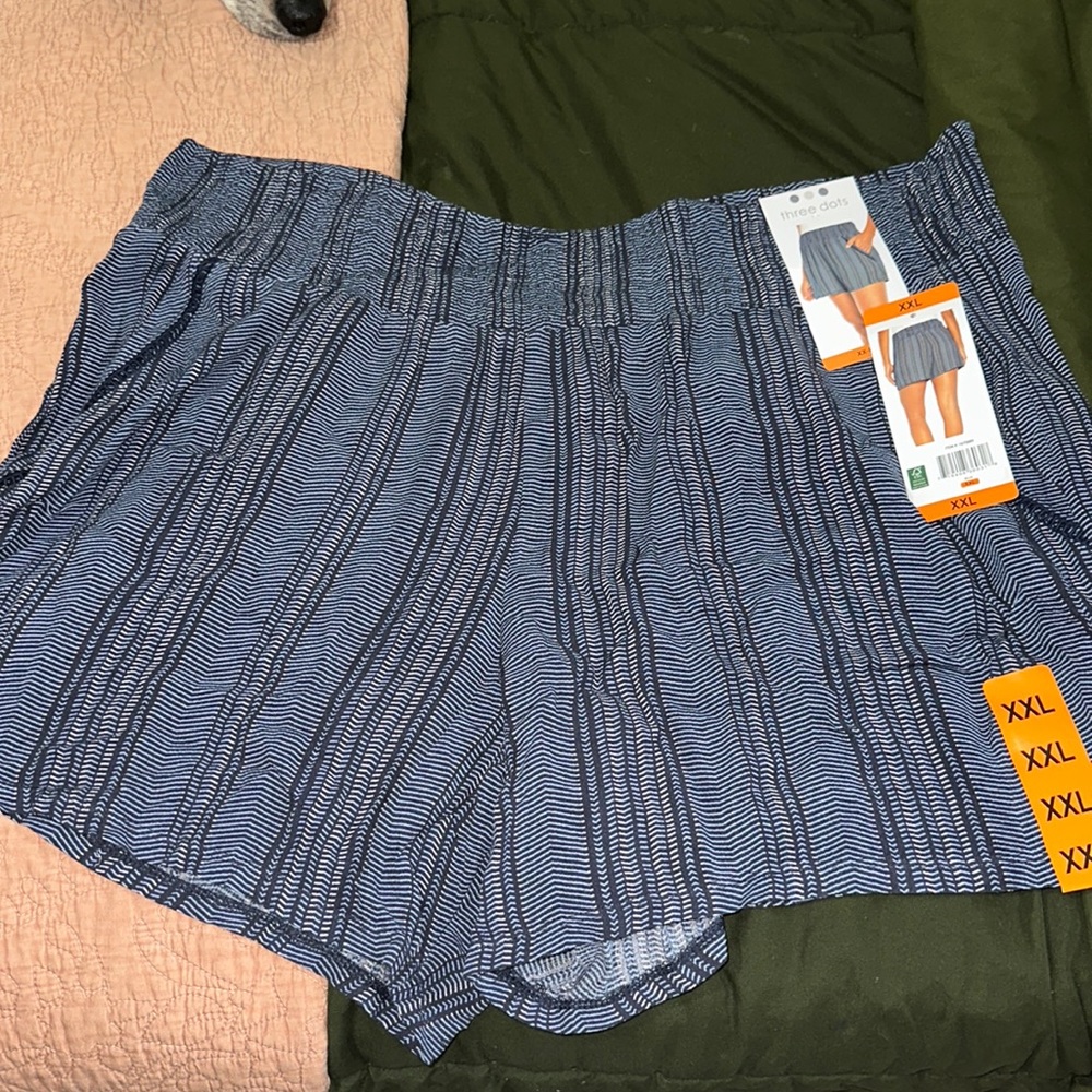 New Navy Blue Striped Shorts